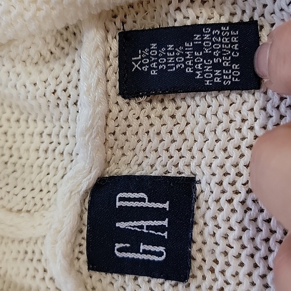 Gap Size XL Off-White Knit Hooded Sweater. Linen Blend. Excellent Used Condition - Picture 10 of 10